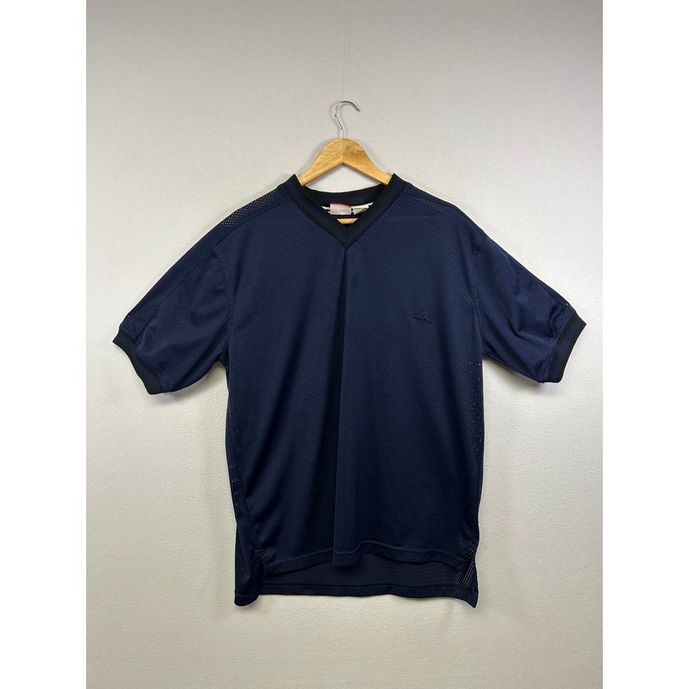 Sporty Athleisure Athletic Works Mens XL Navy‎ Blue Mesh V-Neck Jersey Shirt